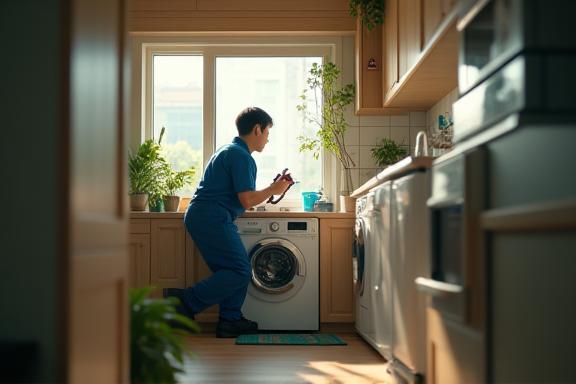 家庭内で作業中のミヤダイホームリペア技術者